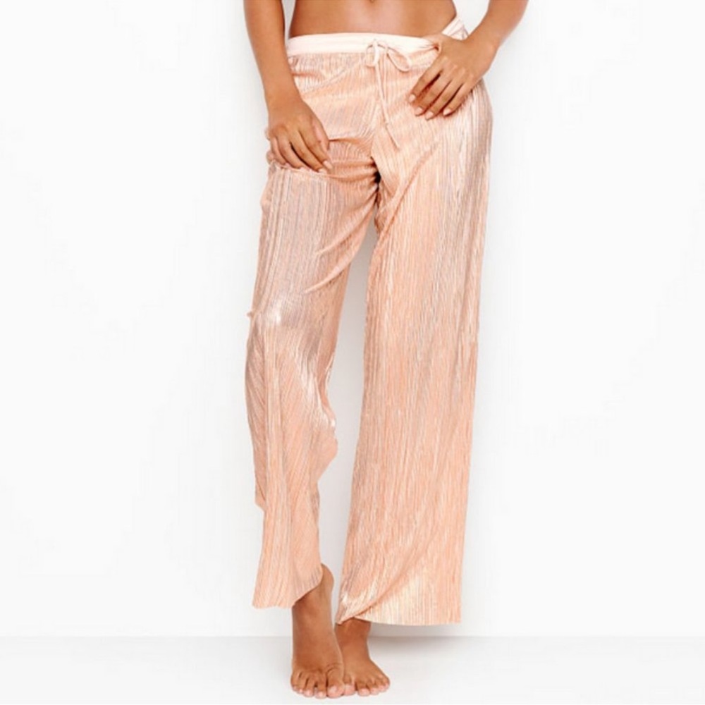 Victoria’s Secret Rose Gold Pleated Shimmer PJ pants